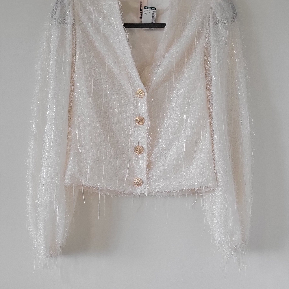 White Textured Button-Up Jacket
